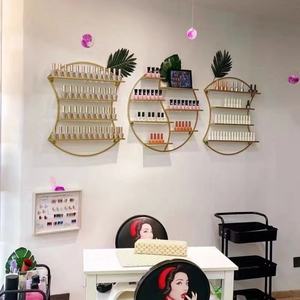 Étagère de rangement pour vernis à ongles, murale, en fer, dorée, pour salon de manucure - Product Image 2