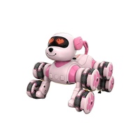 Nouveau modèle 2026 – Chien robot intelligent rose en plastique à huit roues, capable de faire des cascades, avec fonction d'évitement d'obstacles, jouet pour adolescents et adultes