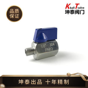 Mini válvula de bola de acero inoxidable de 1/2 pulgada con mango azul para agua y medios de base ácida débil - Product Image 4