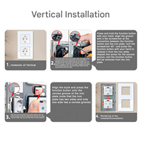 Prise murale industrielle UBARO série F 157 mm UE avec double ports de charge USB 16A, double prise Schuko, panneau en verre trempé