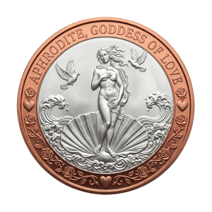 Moneda <span class=keywords><strong>de</strong></span> desafío <span class=keywords><strong>de</strong></span> 1 oz <span class=keywords><strong>de</strong></span> cobre puro .999 con temática animal, Diosa Afrodita del Amor, aspecto bimetálico, Medusa <span class=keywords><strong>de</strong></span> protección, impresa con UV hidráulica - Product Image 1