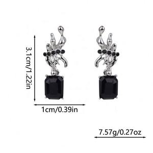 Customized Professional Design Personalized Fashion Drop Butterfly Earrings Geometric Diamond <b>Studded</b> <b>Silver</b> Plated Jewelry for - Product Image 3