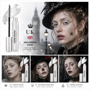 Mascara liquide blanc volumisant et allongeant, formule à fibres, vegan, waterproof, pour maquillage d'Halloween - Product Image 1