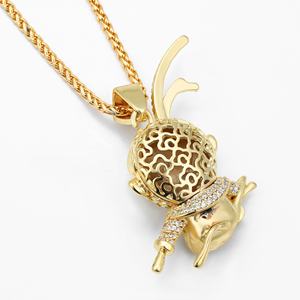 VANFI Wukong ciondolo scimmia 18K oro e rodio placcato zirconi cubici e ottone nero pietra principale zircone - Product Image 4