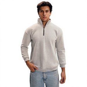 Sweat-shirt tricoté gris clair pour homme, col montant, coupe droite, couleur unie, décontracté, idéal pour l'automne - Product Image 1