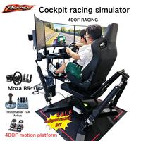Simulateur de jeu de course automobile dynamique avec plateforme de mouvement 6DOF à 3 écrans, équipement F1 9D d'usine d'origine pour usage intérieur