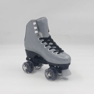 <span class=keywords><strong>Pattini</strong></span> a rotelle <span class=keywords><strong>moderni</strong></span> vintage - Griglia argentata su grigio con ruote LED - Product Image 1