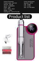 Polisseuse à ongles électrique professionnelle 35000 tr/min Portable batterie Rechargeable à faible bruit vitesse réglable écran LCD 6 têtes