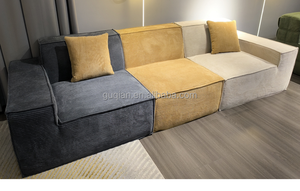 أريكة مضغوطة بالتفريغ لشخصين أو ثلاثة أشخاص معبأة في صندوق، طقم فاخر لغرفة المعيشة، أريكة معيارية من الفوم والقطيفة المضلعة - Product Image 6