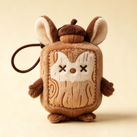 Porte-clés en peluche mignon en forme de bloc de bois de la forêt, pendentif de sac en peluche de dessin animé, cadeau personnalisé