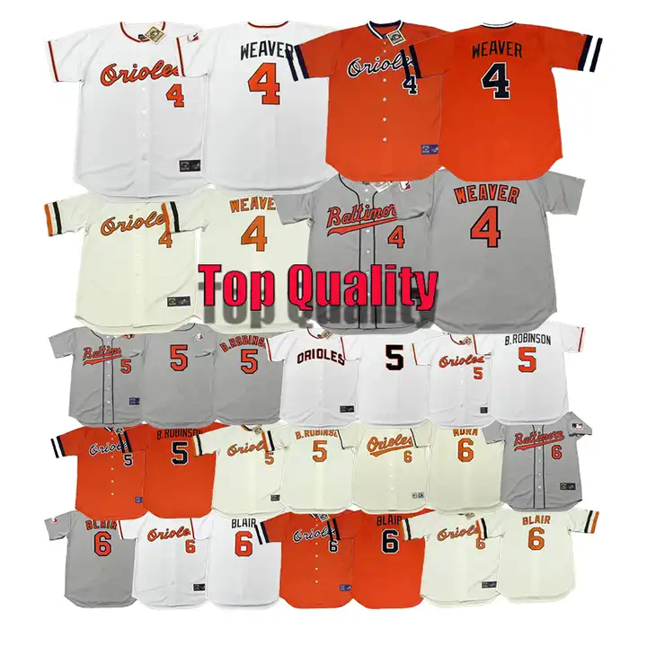 Wholesale Men's Baltimore 4 EARL WEAVER 5 ROBINSON 6 MELVIN MORA 6 PAUL  BLAIR Throwback baseball jersey Stitched S-5XL From m.