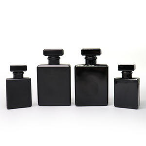 Flacon de parfum vide en verre noir cristal de luxe, forme carrée, 30ml, 50ml, 100ml, rechargeable et unique - Product Image 2