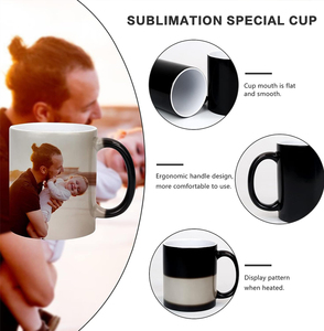 Biểu Tượng Tùy Chỉnh Tái Sử Dụng Nhiệt Màu Sắc Nhạy Cảm Thay Đổi Cốc Xách Tay <span class=keywords><strong>11Oz</strong></span> Thăng Hoa Trống Ma Thuật Cup Matte Gốm Cốc Cà Phê - Product Image 4