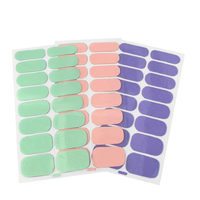 Patchs pour ongles en plastique imperméables 3D à couverture complète, 16 pointes, autocollants de couleur pure, enveloppes pour ongles, rose