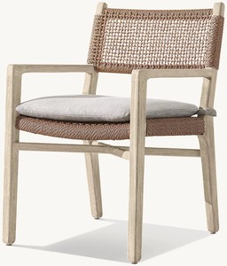 Fauteuil en teck massif résistant aux intempéries, design minimaliste tissé à la main pour l'extérieur, hôtel, parc, cour - Product Image 1