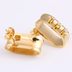 Gold <b>Stud</b> <b>Earrings</b> With Crystal Bezel Setting For Women Party Fashion Jewelry - Product Image 5
