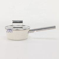 AXA Set peralatan masak antilengket keramik, 8 buah Set peralatan masak, induksi & pencuci piring, panci dan panci tahan gores aman dengan tutup kaca, putih
