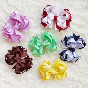 Lazos de cinta de grogrén sólidos de 4.5 pulgadas para niñas, con pinzas de cocodrilo, accesorios para el cabello para bebés. - Product Image 3