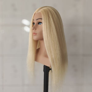 Maniquí de entrenamiento femenino para salón, cabeza de maniquí de cabello humano liso rubio <span class=keywords><strong>largo</strong></span> con hombros para trenzado de cabello y peluquería - Product Image 4