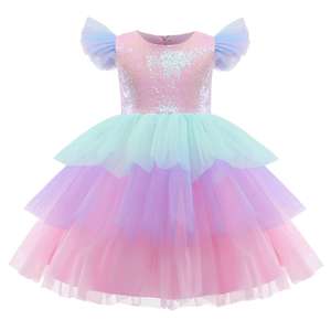 Vestido <span class=keywords><strong>de</strong></span> princesa Formal para niñas, tul <span class=keywords><strong>de</strong></span> encaje para niños, arcoíris, elegante fiesta <span class=keywords><strong>de</strong></span> noche, pastel, tutú, vestido <span class=keywords><strong>de</strong></span> graduación, disfraz <span class=keywords><strong>de</strong></span> <span class=keywords><strong>comunión</strong></span> <span class=keywords><strong>de</strong></span> boda para niños - Product Image 3