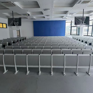 Vente directe d'usine de chaises pliantes modernes avec pieds en fer et assise en bois, chaises d'auditorium, chaises de salle de classe universitaire. - Product Image 4