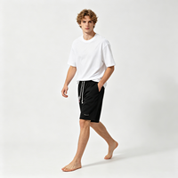 Shorts noirs déchirés avec broderie Aigle Américain et ourlet déchiré, pantalon décontracté streetwear d'été pour hommes