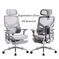 Chaise de bureau exécutive moderne de grande taille avec base en aluminium, siège en mousse moulée, ergonomique, réglable avec accoudoirs 5D