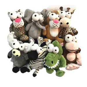 Brinquedo de pelúcia animal de olhos grandes de 25 cm, leão, elefante, macaco, girafa, animais da floresta, playmate, boneco calmo, presente de natal