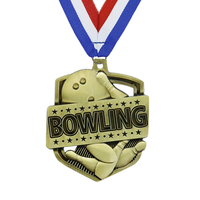 Medalla Deportiva Personalizada de Aleación de Zinc, Premio 2D 3D con Técnica de Grabado Plateado para Bolas de Bolos
