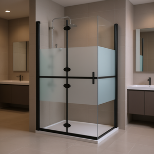 Paroi de douche pliable avec verre ESG semi-frosted, écrans de douche 47,2 x 74,8 pouces, design minimaliste - Product Image 2