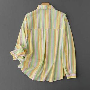 Nouvelle Arrivée OME – Blouse Décontractée à Manches Longues pour Femme, 100% Coton Tricoté, Rayures Arc-en-ciel, Écologique, Anti-Plis, Collection Automne - Product Image 2