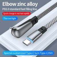 Câble de charge rapide USB-C en nylon tressé à coude 90° en alliage de zinc, 0,5 m, 1,2 m, 2 m, pour iPhone, vente en gros d'accessoires mobiles