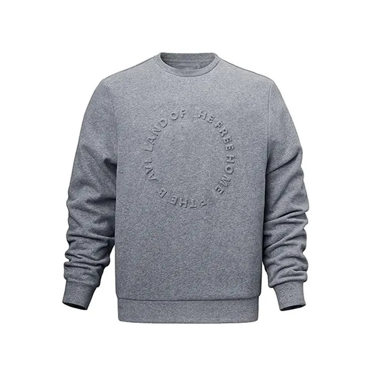 Fashion Casual 3D Embossed Plus Size Men Sweatshirts Custom Logo Crew Neck Oversized Men's Hoodies Sweatshirts