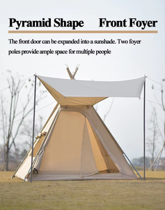 Tente de camping pyramide légère en coton pour l'extérieur, luxueuse, portable, trois saisons, pliable, résistante aux intempéries - Product Image 5