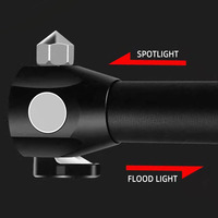 Lampe torche tactique LED COB à aimant puissant Zoom, étanche, rechargeable, IP65, en alliage d'aluminium, 1000 lumens, marteau de sécurité