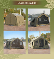Tente de camping gonflable quatre saisons 8 ㎡ avec support de colonne d'air 8 ㎡ imperméable à l'eau, coupe-vent, zone étendue TC coton