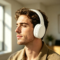 Casque de jeu sans fil Budi supra-auriculaire pliable avec microphone, audio Bluetooth, bleu, réglable, à réduction de bruit