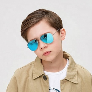 Gafas de Sol para niños, venta al por mayor, superventas, gafas de sol clásicas con marco de metal aviat, gafas de sol de colores azules para niños, gafas personalizadas con logotipo - Product Image 1