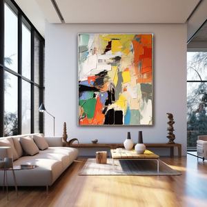 Peinture à l'huile texturée 3D abstraite artisanale encadrée sur toile, décoration murale pour l'esthétique moderne des bureaux et des halls d'accueil - Product Image 5