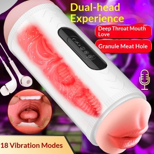 Fully automatic electric pronunciation <b>vibration</b> double-headed airplane cup adult male masturbation device penis trainer - Product Image 6