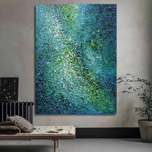 Hand Painted Oil Abstract <b>Art</b> Canvas Painting Dark Green Rectangle Wall Decor For Living Room Sofa Background - Product Image 1