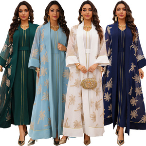Set Musulmano Dubai <span class=keywords><strong>Aya</strong></span> 481, Cardigan Ricamato, Abiti Kaftan per Donne, Abbigliamento Islamico Femminile, Vestito Musulmano <span class=keywords><strong>Aya</strong></span> - Product Image 1
