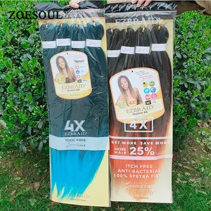 Zoesul-cabello trenzado sintético para mujer, cabello trenzado de 4x cuatro, estilo africano, fácil de trenza, venta al por mayor, Yaki