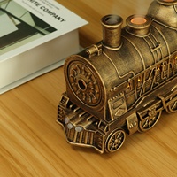 Diffuseur d'huiles essentielles et humidificateur vintage en forme de train à vapeur avec lumière LED bicolore, télécommande