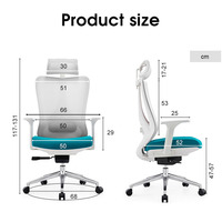 Chaise de bureau ergonomique exécutive en maille blanche confortable à dossier haut pivotant réglable en 2D