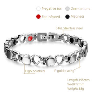 Pulsera de Energía de Acero Inoxidable con Logotipo Chapado en Oro de 24K, Forma de Corazón, 17.8g/pcs19.3g/pcs, Funciones de Adelgazamiento y Cuidado de la Salud, Unisex - Product Image 2