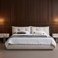 Lit Moderne Minimaliste Écologique en Bois Massif et Tissu, avec Fonction de Rangement, Taille Personnalisable, Garantie 3 Ans, Idéal pour Petits Appartements