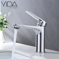 YIDA Robinet d'évier carré noir monté sur le pont, mitigeur d'eau chaude et froide, mitigeur de salle de bain