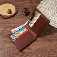 Dompet Kartu Kulit Vintage Buatan Tangan yang Dipersonalisasi Dompet Pria Lipat Dua Kulit Asli Mewah
