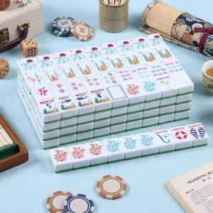 Stock 1.24*0.91*0.63 Inch Acrylic 4 Layer 160 Engraved Travel Ocean Green Christmas American Tiles <b>Mahjong</b> <b>Set</b> Luxu - Product Image 3